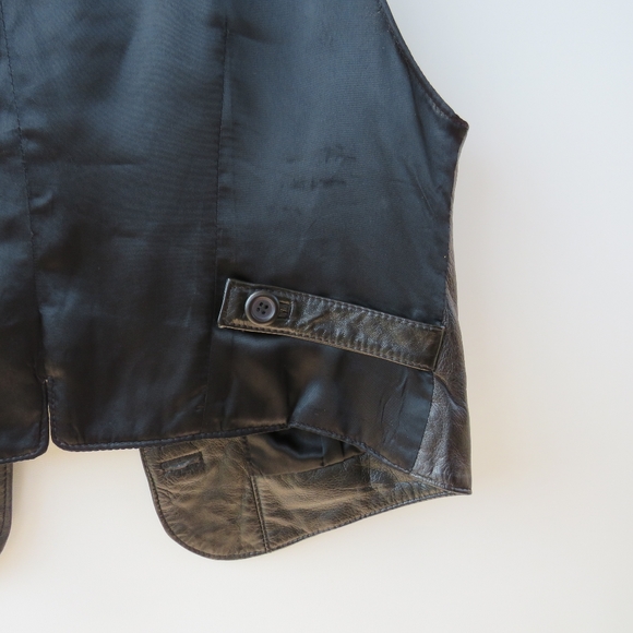 Vintage The Limited Black Leather Vest Size Medium - Picture 11 of 15